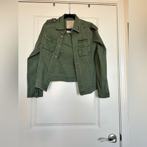 Anthropologie button up green shirt woman’s 8